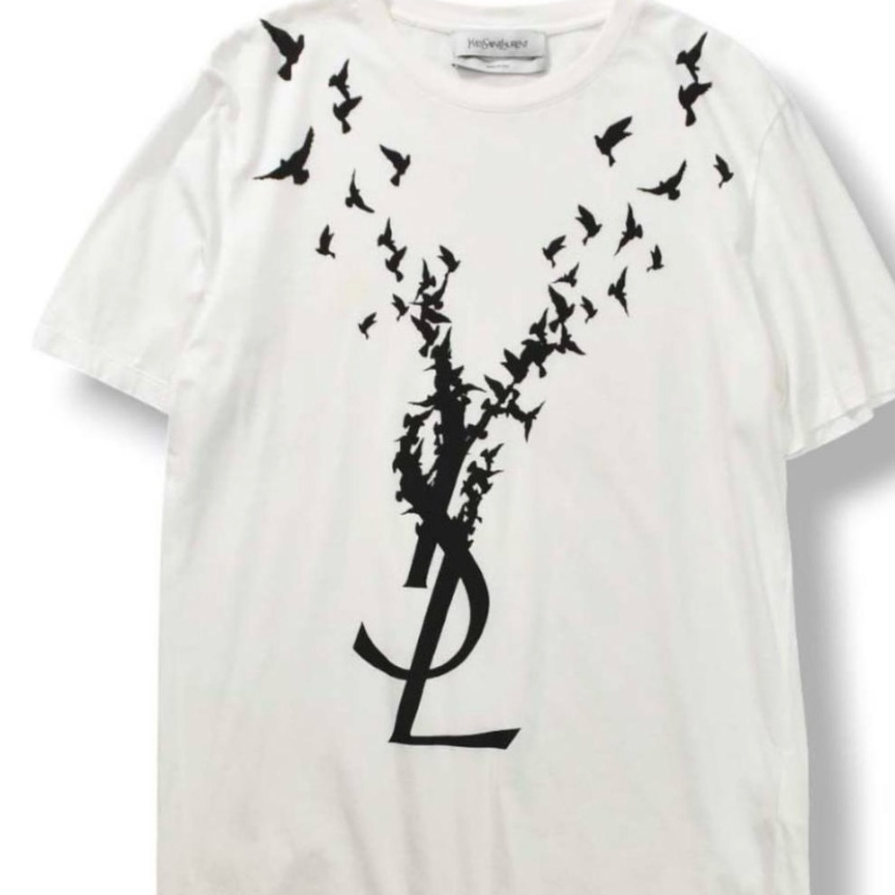 Yves Saint Laurent White and Black Graphic T-Shirt